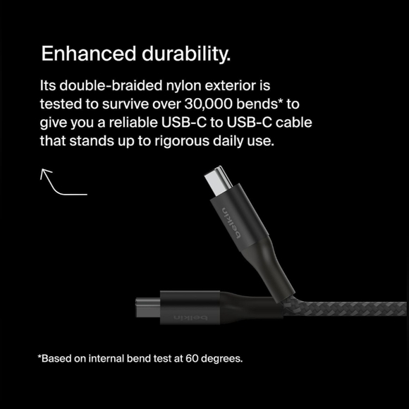 Belkin BoostCharge USB-C to USB-C Power Cable (6.6ft), Fast Charging Cable 250W - Picture 4 of 10